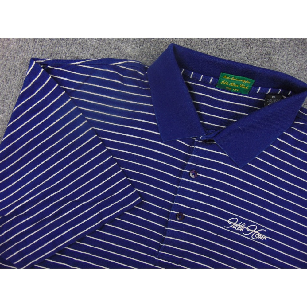 Idle Hour Club Polo Shirt Mens‎ XL Blue Striped Short Sleeve Golf Cotton Macon